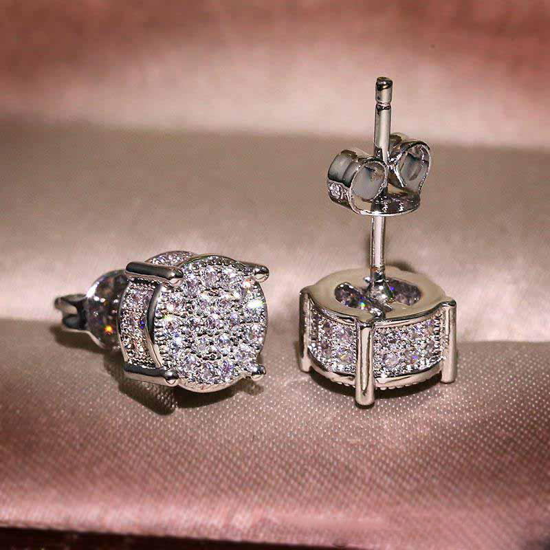 Unisex Men Women Never fade stud High Quality girls earings Studs Yellow White Gold Plated Sparkling CZ Simulated Diamond