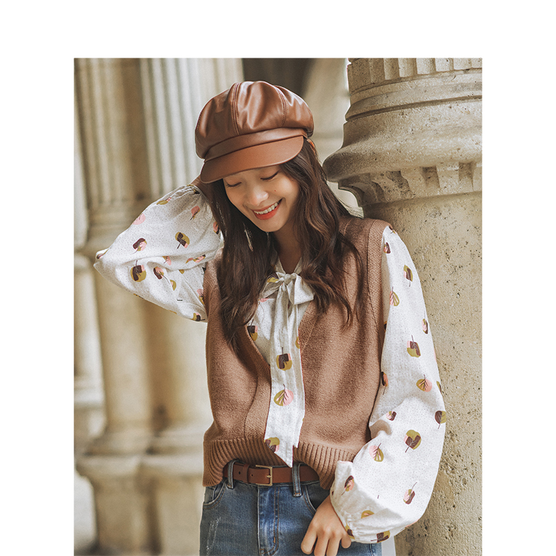 INMAN Spring Autumn Solid Deep V-neck Sleeveless All Matched Women Sweater Short Snit Vest 201202
