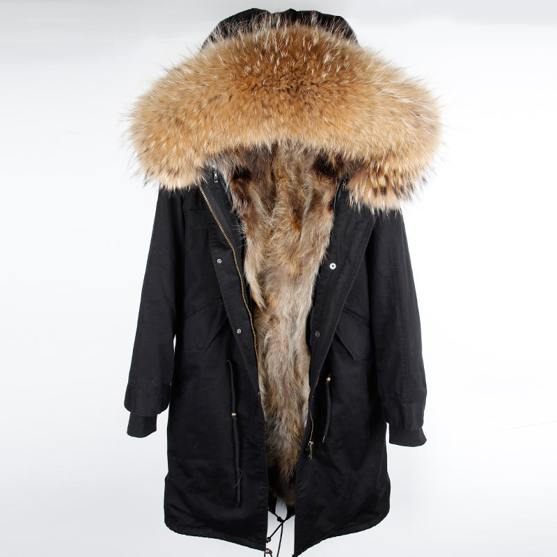 X-long women parka Over the knee winter jacket real natural fox fur coat hooded thick warm outwear free shipping 201029