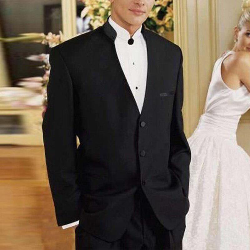 Black Groom Tuxedo with Stand Collar 2 Piece Slim fit Tunic Men Suits for Wedding Male Fashion Set Jacket with Pants 2020, White
Black Groom Tuxedo with Stand Collar 2 Piece Slim fit Tunic Men Suits for Wedding Male Fashion Set Jacket with Pants 2020, White
