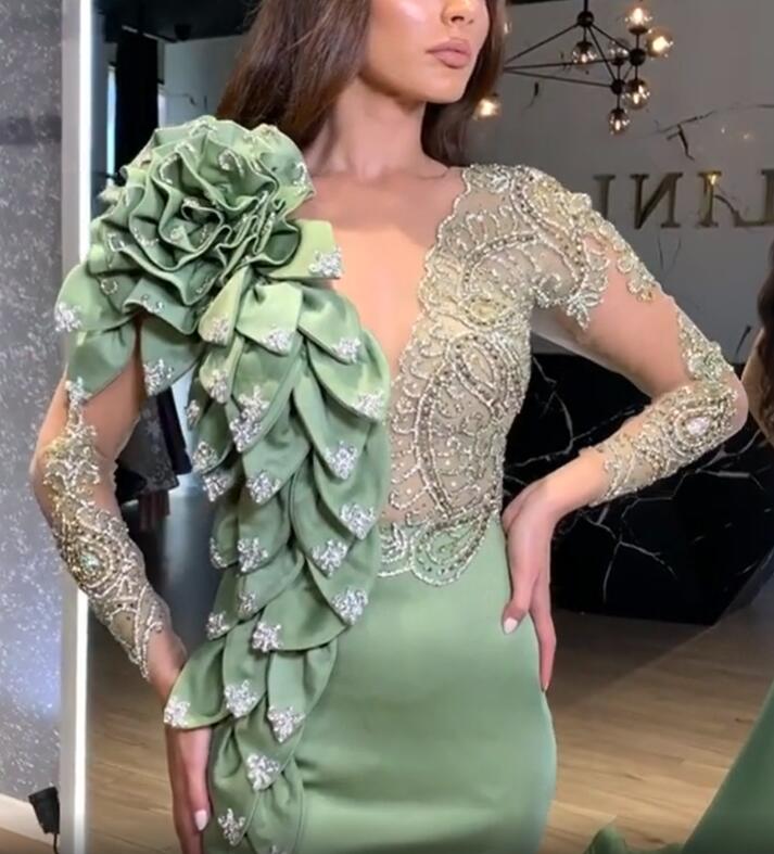 arabic aso ebi mermaid luxurious sexy evening dresses lace beaded prom dresses crystals formal party second reception gowns zj853