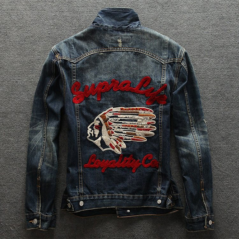 2021 New Japanese Vintage Fashion Men Jackets Indian Chief Embroidery Designer Denim Cotton Coats Streetwear Hip Hop Chaqueta Hpey, Black blue
2021 New Japanese Vintage Fashion Men Jackets Indian Chief Embroidery Designer Denim Cotton Coats Streetwear Hip Hop Chaqueta Hpey, Black blue