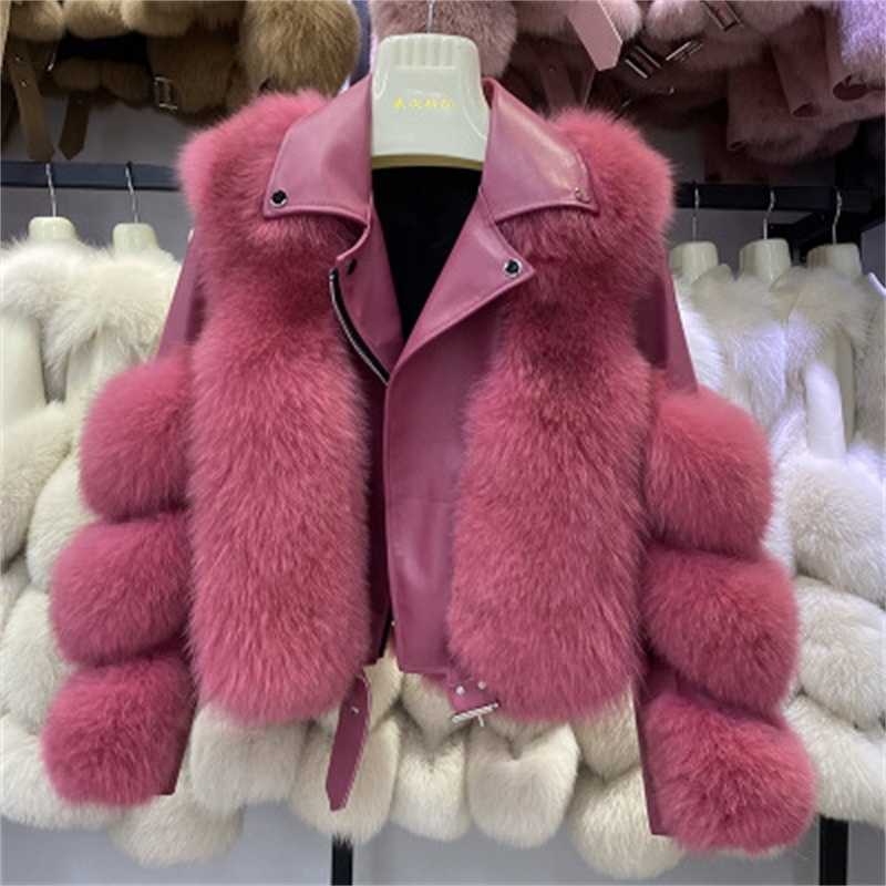 DEAT Winter New Arrival Women Fashion Fur Coats Real Full Pelt Fox Fur Outerwear Genuine Sheepskin Leather Jacket MK175 201112
