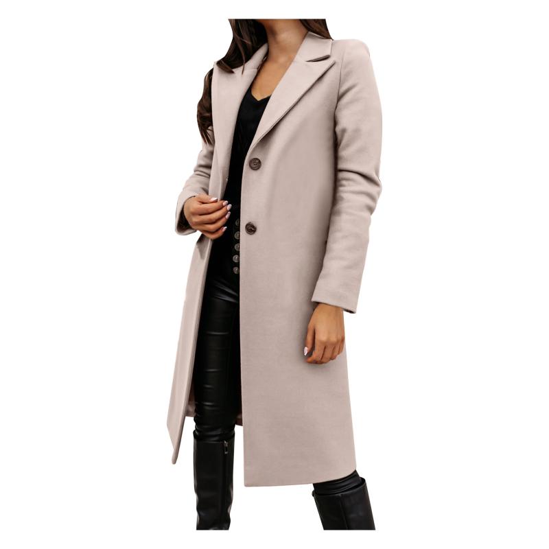 2021 Autumn Winter Wool Coat Women Lapel Windbreaker Coat Fashion Ladies Jacket Female Outwear Long Overcoat Manteau Femme Hiver