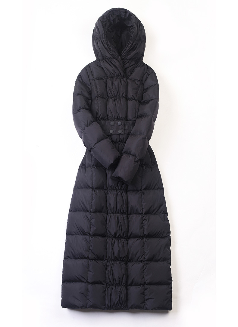 new womens winter Long down jackets hooded belt big size black navy blue plus size thickening outerwear coats 201029