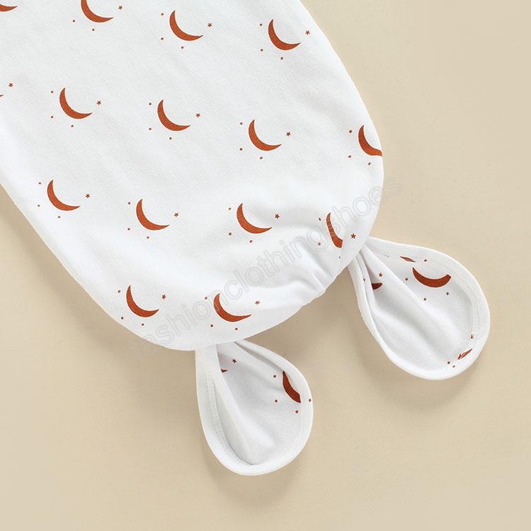 Newborn Baby Sleeping Bag With Hat 2 pcs sun moon Print Swaddle Wrap knot Toddler Cartoon Sleep Sacks Shark Photography Prop