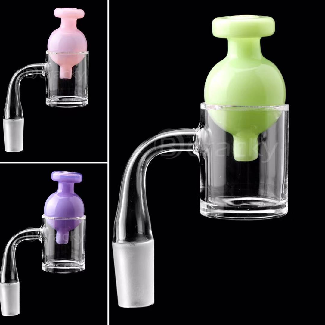 Handmade 4mm Bottom 30mm OD Beveled Edge Quartz Banger With Glass Carb Cap 10mm 14mm 18mm Male Female Quartz Banger Nails