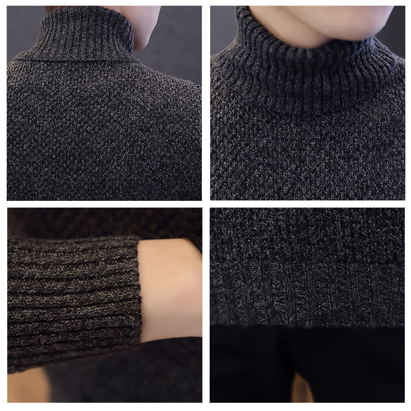 Fleece Mens Sweaters Casual Turtleneck Pullover Men Winter Black High Neck Sweater Man Long Sleeve Knitwear Men's Clothing Tops 201125