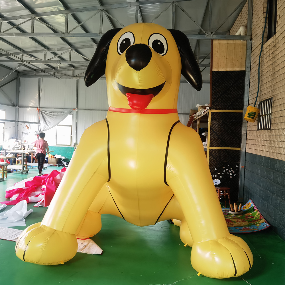 Event decoration large inflatable yellow dog,cute dog mascot animal cartoon model on sale