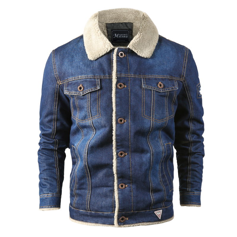 Men Jacket and Coat Trendy Warm Fleece Thick Denim Jacket Winter Fashion Mens Jean Jacket Outwear Male Cowboy Plus Size 4XL T200102