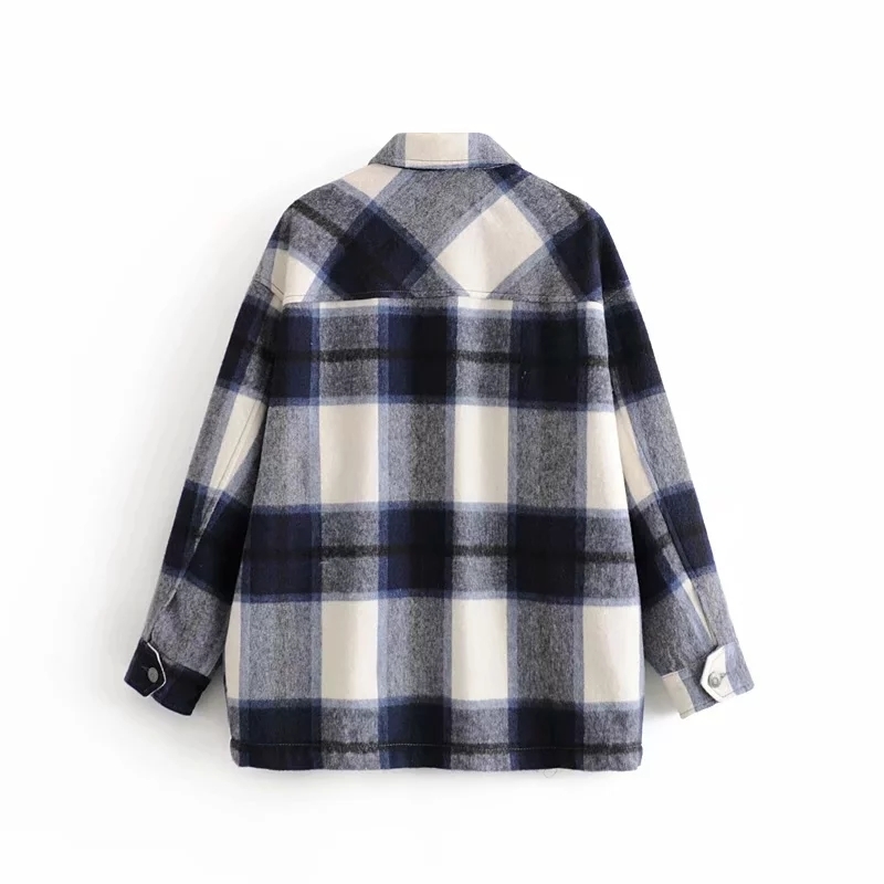 Fashion green red Plaid jacket for women winter coat Long Sleeve office coats and jackets women Oversized bomber jacket 201026