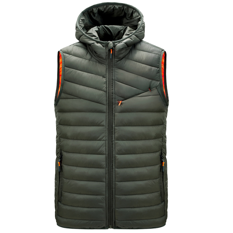 New Men's Vest Winter Down Vest Casual Waistcoat Men Light Sleeveless Jacket Plus Size 4XL Warm Men's Hooded Vest Overcoats 201114