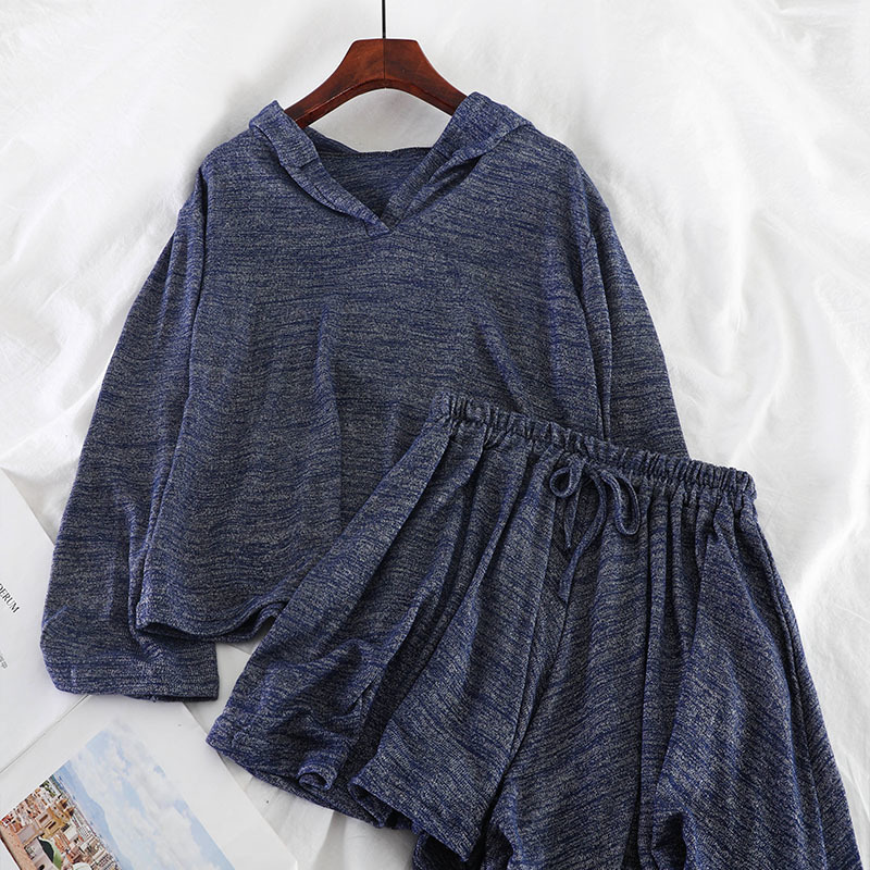 Gaganight Casual Loose Women Two Pieces Set Long Sleeve V Neck Hoodies Women Pajama Set Short Tracksuit Female Sport Suit T200610
