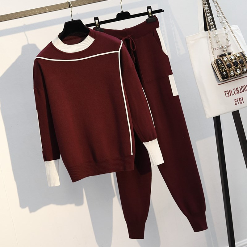 BLLOCUE Women Knitted Sweaters Pants Set 2 Piece Set Woman Casual Long Sleeve Pullover Tops and Pant Set Autumn 2Pcs Clothes Tr T200118