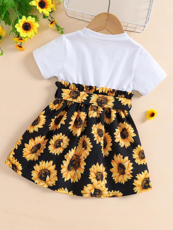 Baby Floral And Letter Graphic 2 In 1 Dress SHE
