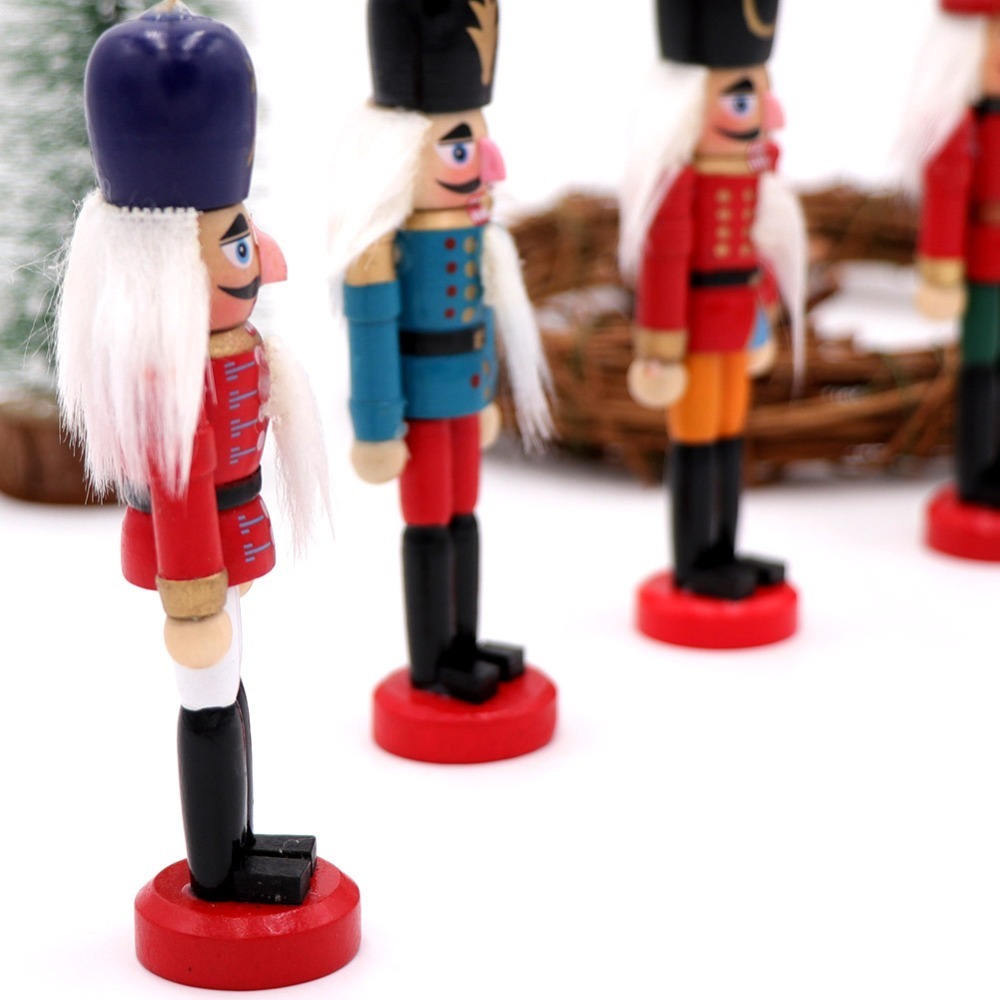2021 Wood Ornaments Christmas 6pcs Nutcracker Wood Christmas Figures 12cm Walnuts Soldiers Dolls Desktop Decor Christmas Gift 201127 - view 7
