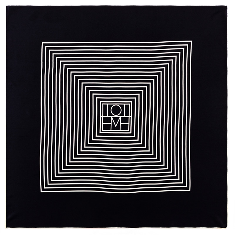 New 90cm*90cm Manual Hand Rolled Twill Silk Scarf Women Geometric Letters Printing Square Scarves Foulards Femme Wrap Bandana Hijab