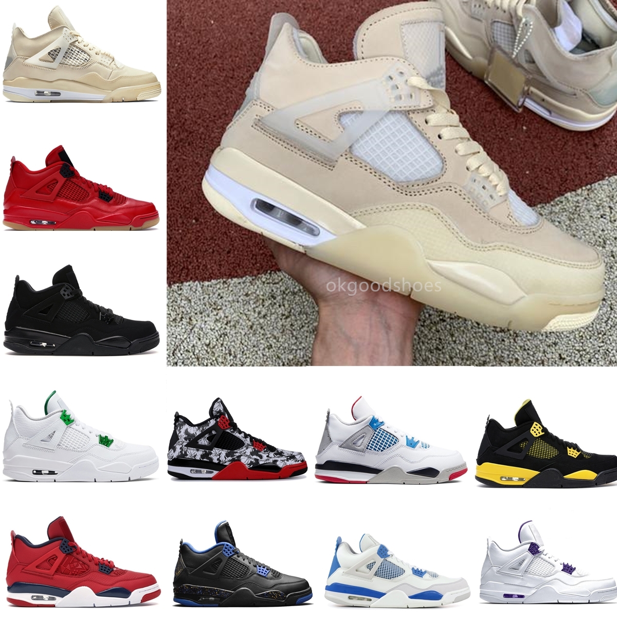 4 4S Paris White X Bred Sail Neon Black Cat Jumpman Basketball Shoes metallic green trainers Union Noir Cactus Jack Men sports sneakers, Color #20 fiba
4 4S Paris White X Bred Sail Neon Black Cat Jumpman Basketball Shoes metallic green trainers Union Noir Cactus Jack Men sports sneakers, Color #20 fiba