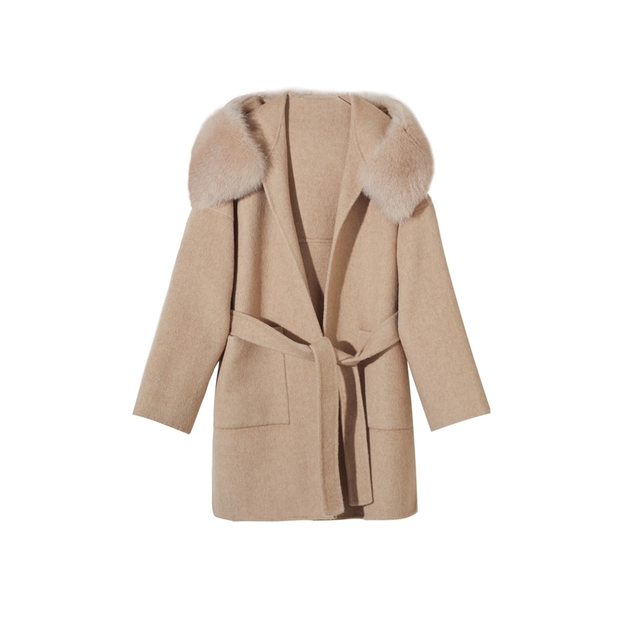 pink java 190551 new arrival real fur collar wool coat hmere coat big size women coat fashion wholesale T200315