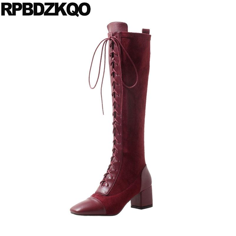 Chunky Sexy Wine Red Slim Shoes Tall Lace Up Fashion High Heel Long Female Square Toe Designer Women Luxury 2020 Stretch Knee, Black
Chunky Sexy Wine Red Slim Shoes Tall Lace Up Fashion High Heel Long Female Square Toe Designer Women Luxury 2020 Stretch Knee, Black
