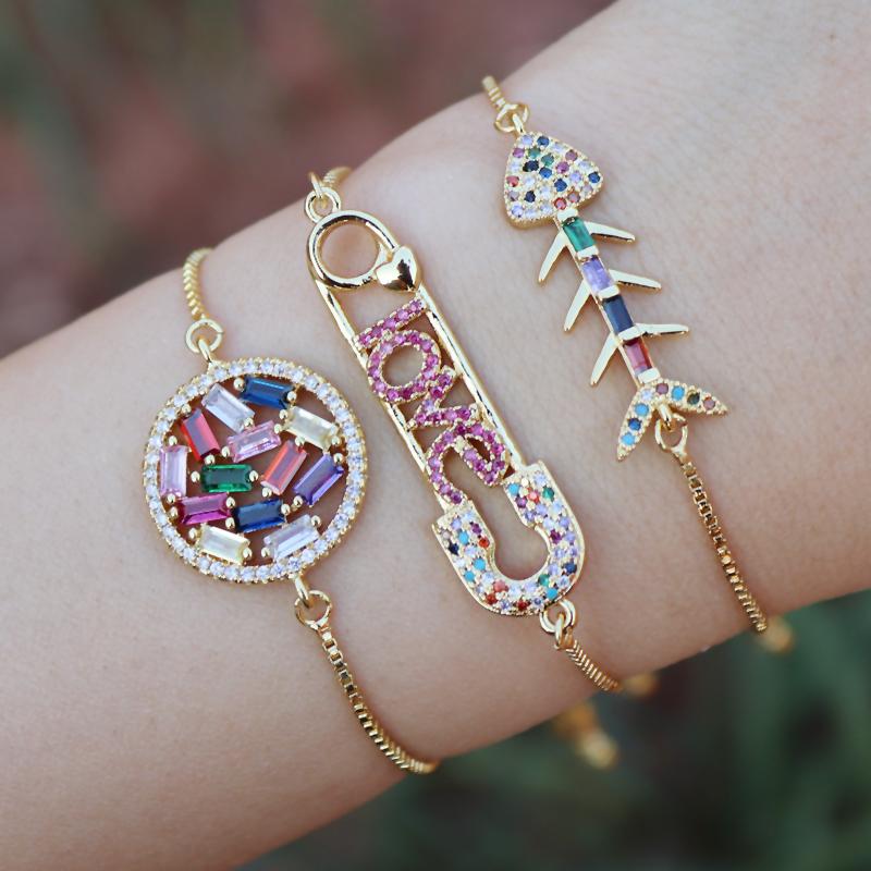 Fashion Rainbow Cubic Zirconia Tennis Bracelet Adjustable Pulseras Mujer Charm Bracelets For Women Bridal Wedding Jewelry
Fashion Rainbow Cubic Zirconia Tennis Bracelet Adjustable Pulseras Mujer Charm Bracelets For Women Bridal Wedding Jewelry