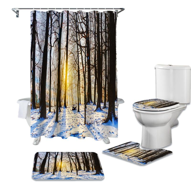 Winter Warm Forest Snowflake Sunshine Waterproof Shower Curtain Rug Set Non-slip Bath Mat Toliet Cover Polyester Shower Curtain
Winter Warm Forest Snowflake Sunshine Waterproof Shower Curtain Rug Set Non-slip Bath Mat Toliet Cover Polyester Shower Curtain