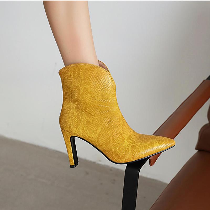 Python pointy stiletto stiletto ankle boot new autumn/winter sexy boot, Black