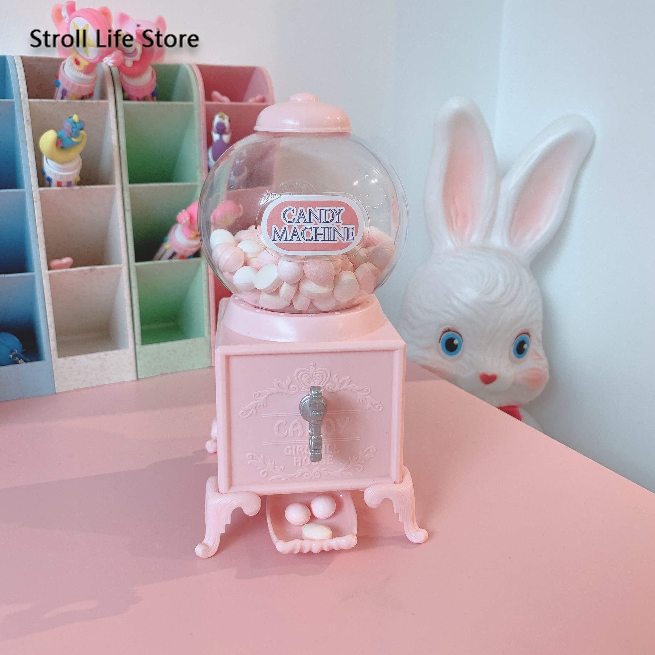 Creative Pink Candy Twist Machine Piggy Bank for Paper Money Boxes Birthday Gift Valentine's Day Girl Heart Gift Ornaments FP092 LJ201212