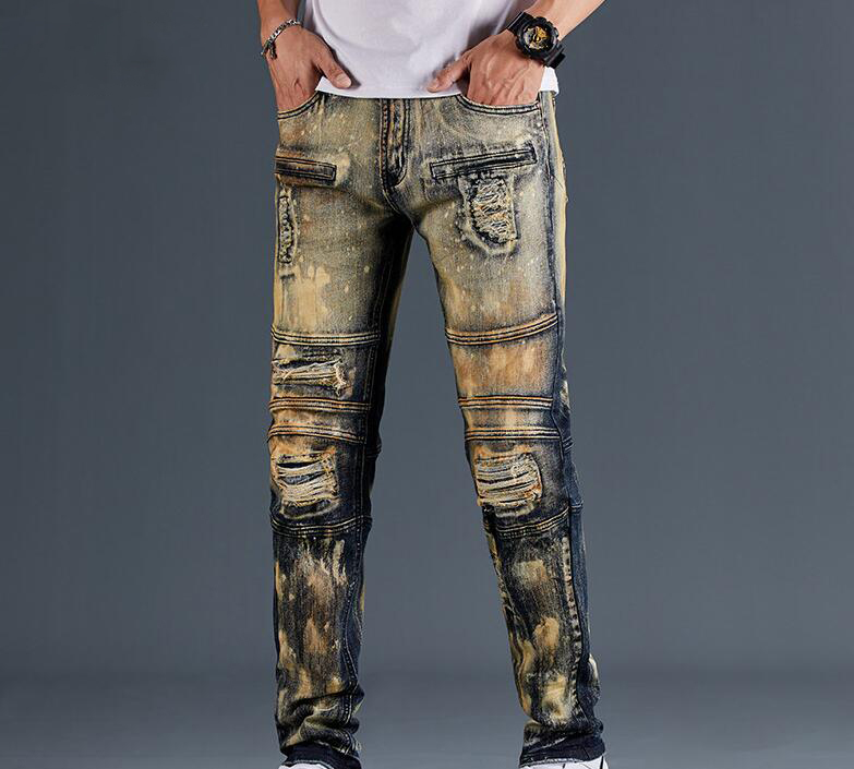 Hot Mens Designer Jeans Distressed Ripped Biker Slim Fit Motorcycle Biker Denim For Men s Top Quality Fashion Mans Pants s, Yellow
Hot Mens Designer Jeans Distressed Ripped Biker Slim Fit Motorcycle Biker Denim For Men s Top Quality Fashion Mans Pants s, Yellow