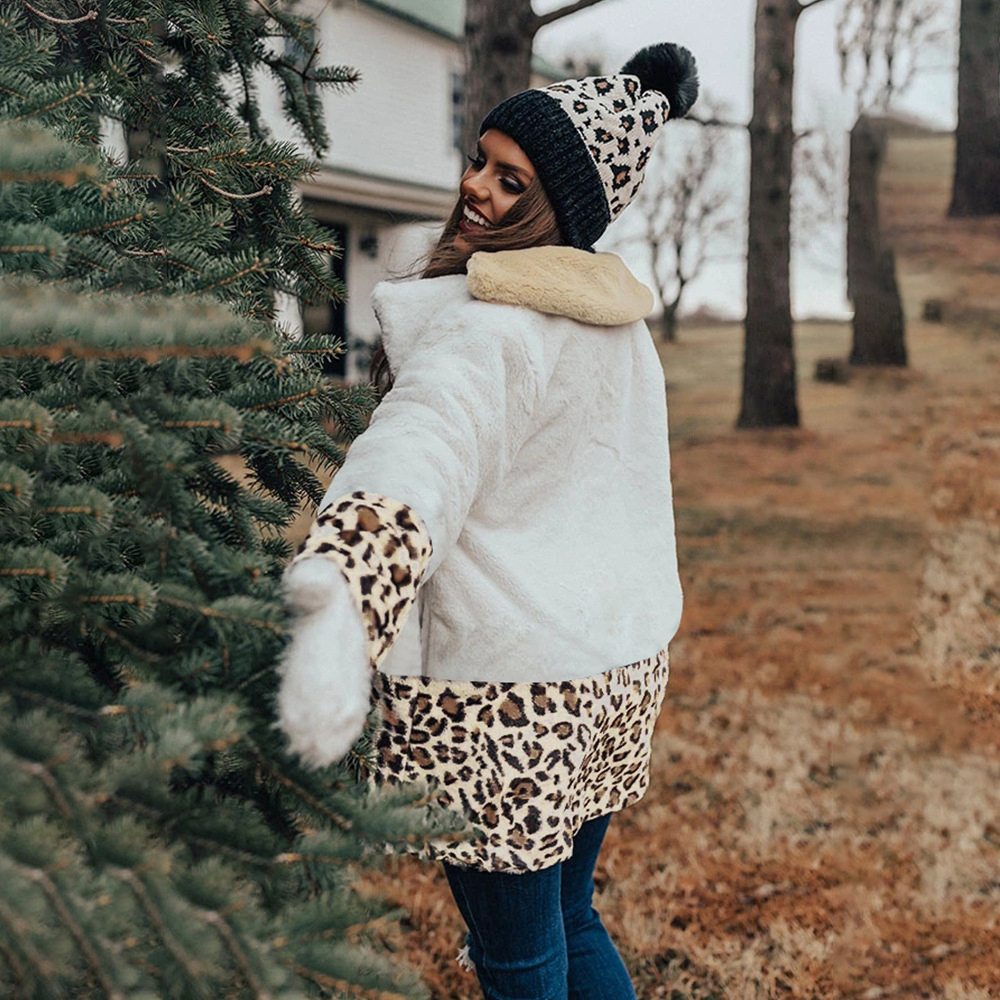 Long Jacket Coat Autumn Winter Vintage Leopard Warm Plush Outerwear Womans Cozy Faux Fur Black Jackets Fall Clothes For Women 201029