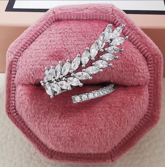 Marquise Cut Sterg Sier Wedding Rings Open Adjustable Women's Ring for Party