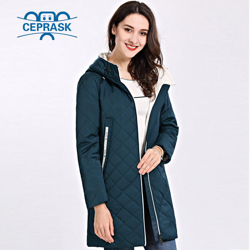 Spring Autum Women's Parka Coat Thin Women Jackets Long Plus Size Hooded High Quality Warm Cotton Coats CEPRASK New Padded 201201