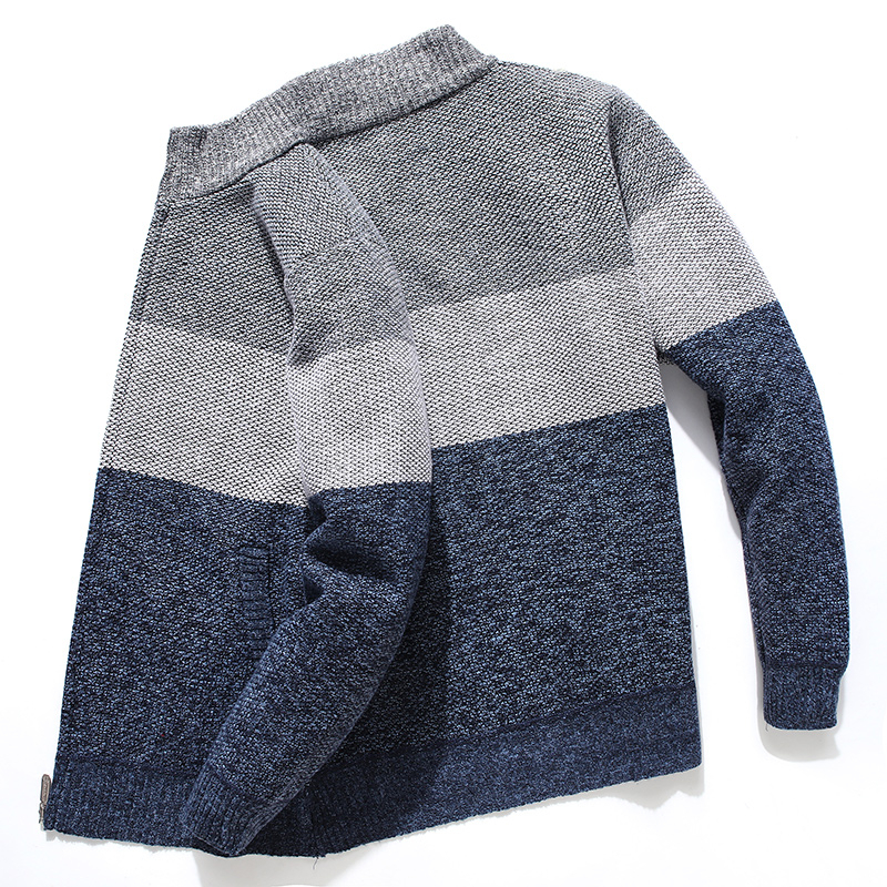 Cardigan Men Sweater Striped Grey Men's Sweater Oversized Knitted Cardigan Warm Clothes For Man 3XL Korean Style Homme 201221
