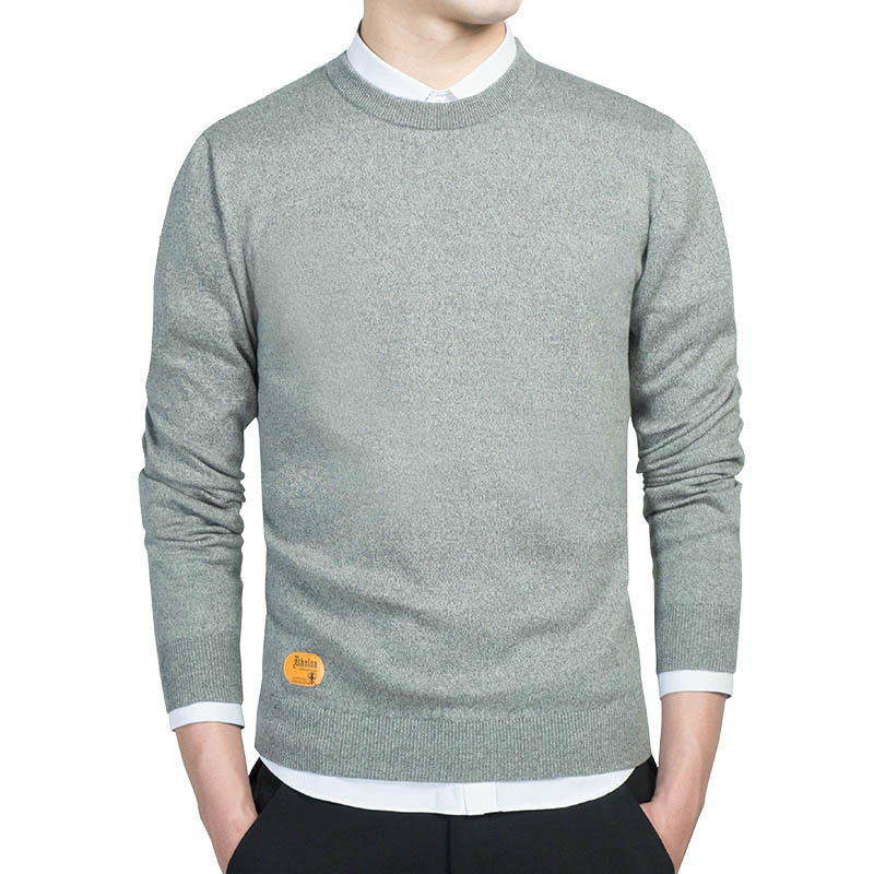 Mens Cotton Sweater Pullovers Men Oneck Sweaters Jumper black Autumn Thin Male Solid Knitting Clothing Grey Black M3xl New T200101