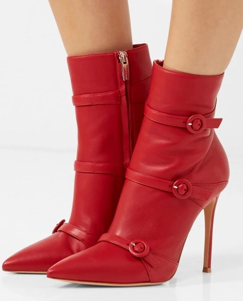 nude color red stiletto high heel ankle boots women buckle sexy pointed toe ladies booties zipper emboss thin high heels pumps
nude color red stiletto high heel ankle boots women buckle sexy pointed toe ladies booties zipper emboss thin high heels pumps