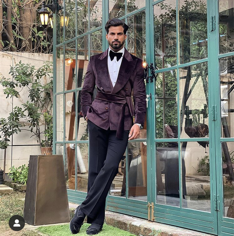 2022 Latest Velvet Men Suits With Belt Custom Made Wedding Tuxedos Terno Masculino Prom Groom Formal Wear 2 Pieces Slim Fit Blazer Mens Suit For Weddi