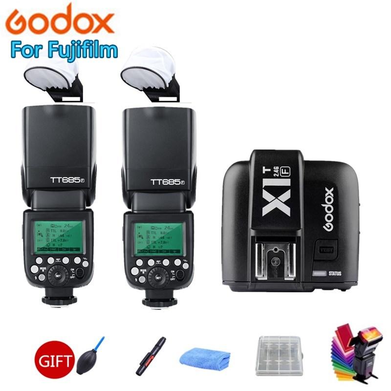 2pcs Godox685F Camera Speedlite 2.4G wireless HSS 1/8000s GN60L Strobe Flash + X1T-F Trigger Transmitter For Fuji
2pcs Godox685F Camera Speedlite 2.4G wireless HSS 1/8000s GN60L Strobe Flash + X1T-F Trigger Transmitter For Fuji