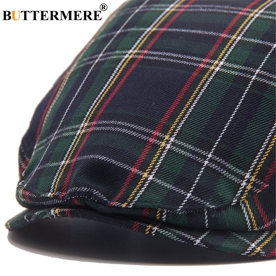 BUTTERMERE Womens Plaid Flat Caps Male Casual Cotton Vintage Berets Hats Summer Spring Classic Checkered Stylish Gatsby Cap T200104