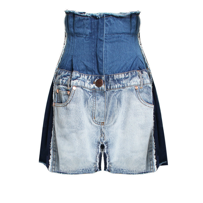 High Waist Wide Leg Denim Jeans For Women - Spring Korean Fashion Patchwork Design SHENGPALAE Jr841