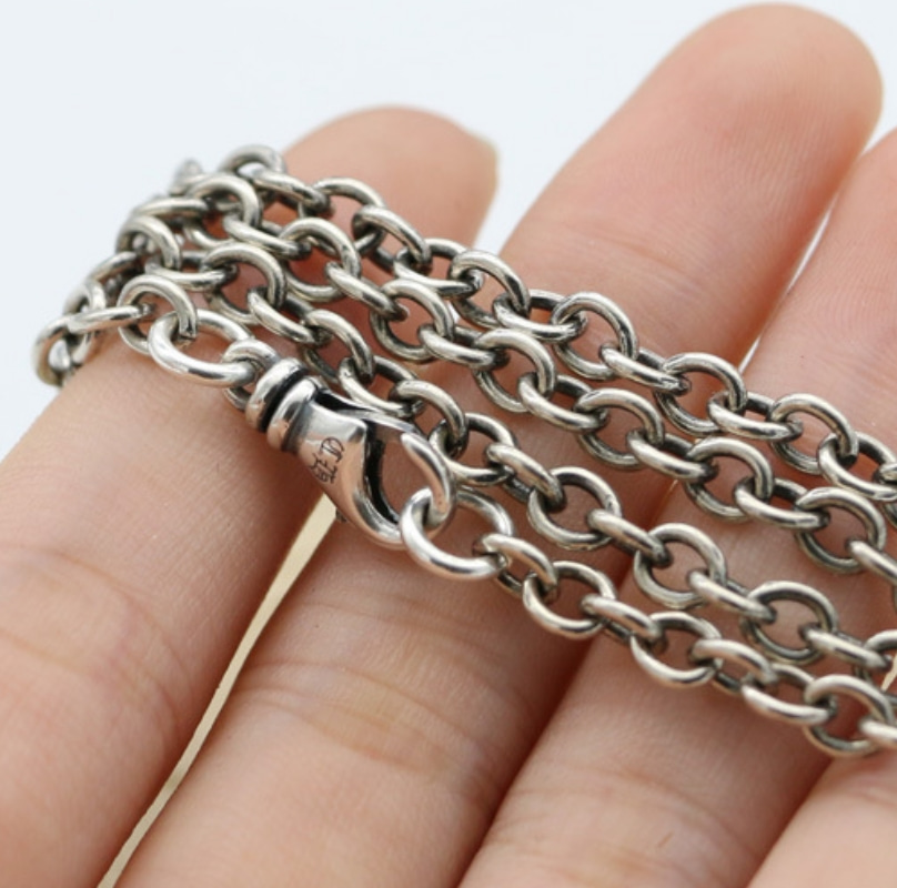 925 sterling silver vintage style jewelry chain necklace American European antique silver hand-made punk gothic designer vintage necklaces