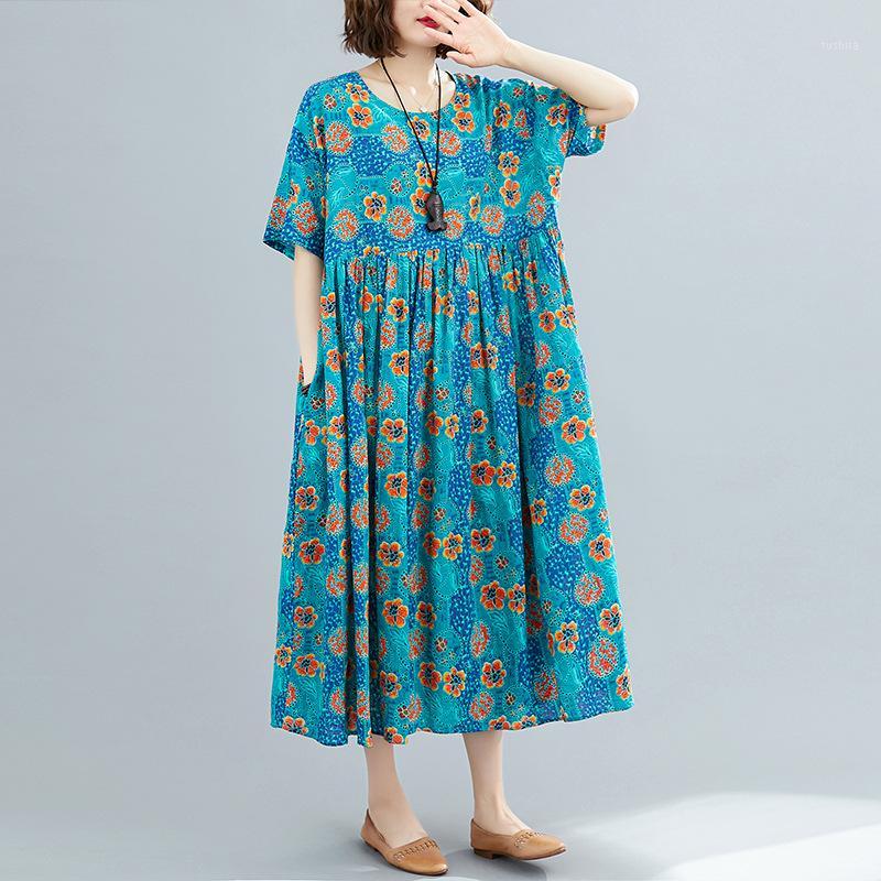 Johnature Women Retro Fashion Printed O-neck Pockets Short Sleeve Plus Size Dresses 2020 Summer New Loose Comfortable Dress1, Blue
Johnature Women Retro Fashion Printed O-neck Pockets Short Sleeve Plus Size Dresses 2020 Summer New Loose Comfortable Dress1, Blue