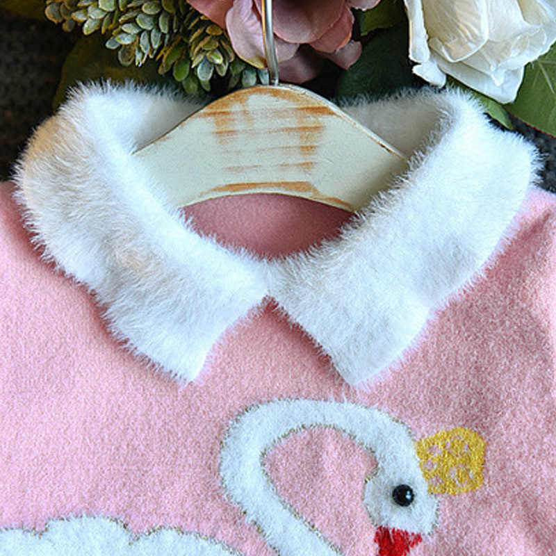 Bear Leader Winter Girls Clothes Set New Baby Sweater Set Swan Printed Pink Blue 2pcs Fall Girl Clothing Set Children CostumeX1019