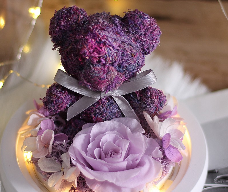 Teddy Bear Rose Flowers In Glass Dome Christmas Festival DIY Cheap Home Wedding Decoration Birthday Valentine's Day Gifts