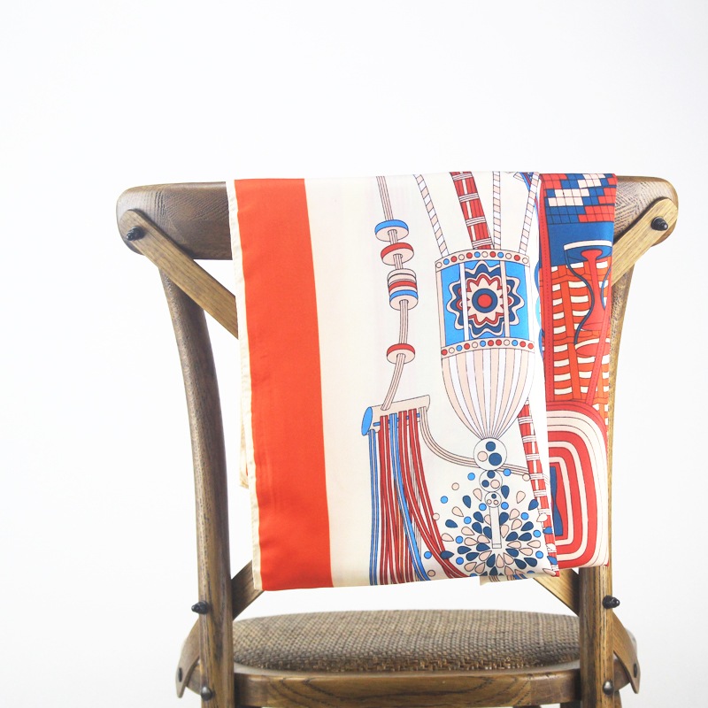 Women Large Square Silk Twill Scarf Euro Foulard Femme Big Size Shawl Wraps Echarpe Woman Orange Print Scarves