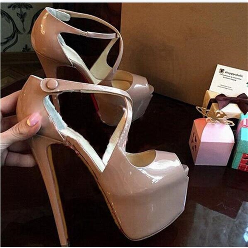 2021 New Fashion Designer High-heeled Woman Fashions Straps Black Cross Women's Shoes 16cm VGEP