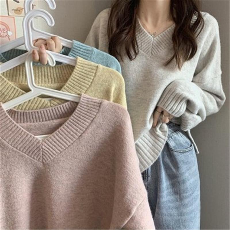 Women's Sweaters Korean Pullovers Women Daily Female Sweater V-Neck Sweet Classic Pure Simple Basic College Knitted Long Sleeve Soft, White;black
Women's Sweaters Korean Pullovers Women Daily Female Sweater V-Neck Sweet Classic Pure Simple Basic College Knitted Long Sleeve Soft, White;black