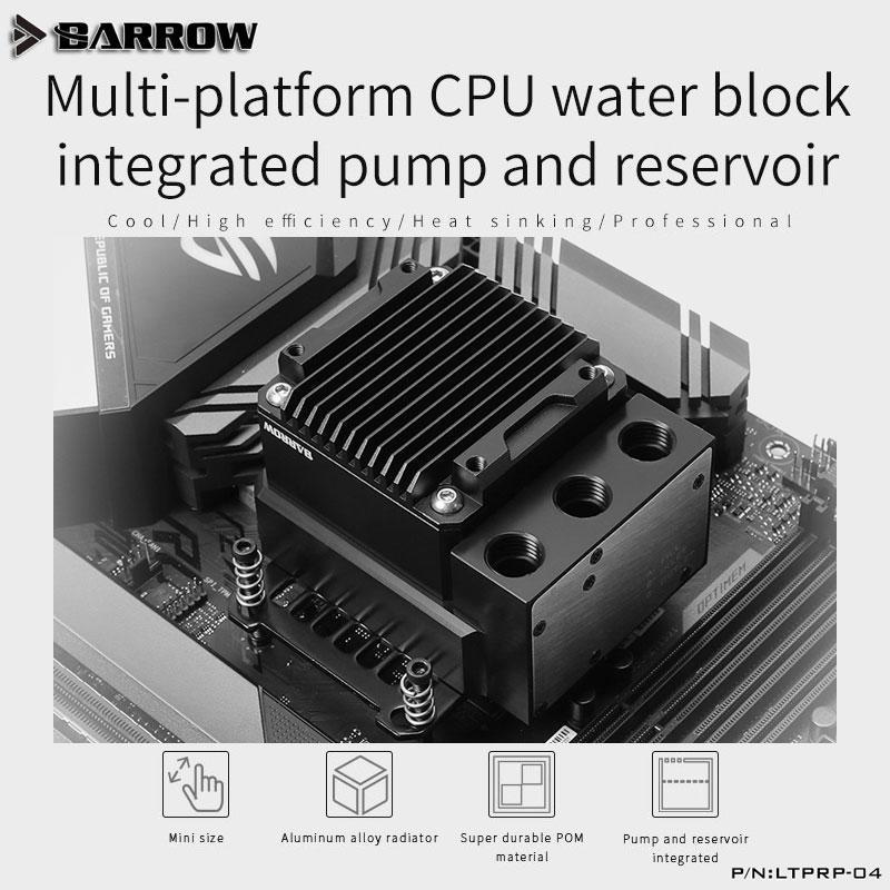 Barrow LTPRP-04 CPU water block integrated pump and reservoir,for INTEL/AMD/X99/X299,Jet microchannel POM version1
Barrow LTPRP-04 CPU water block integrated pump and reservoir,for INTEL/AMD/X99/X299,Jet microchannel POM version1