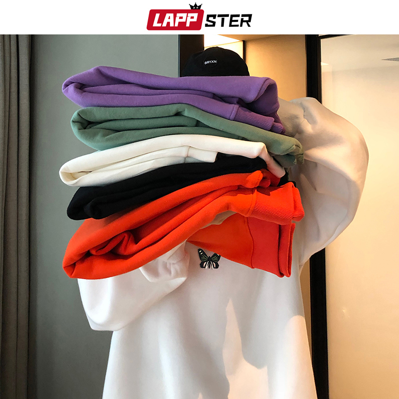 LAPPSTER Oversized Men Butterfly Embroidery Hoodies Pullover Mens Japanese Harajuku Hoodie Male Fleece Black Sweatshirts 201113