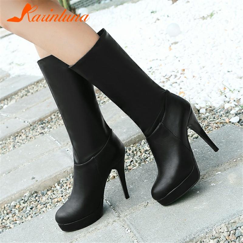 Fashion New Brand Design autumn winter woman shoes Casual Spike Heels Solid Mid-calf Boots Platform Ladies, Black
Fashion New Brand Design autumn winter woman shoes Casual Spike Heels Solid Mid-calf Boots Platform Ladies, Black