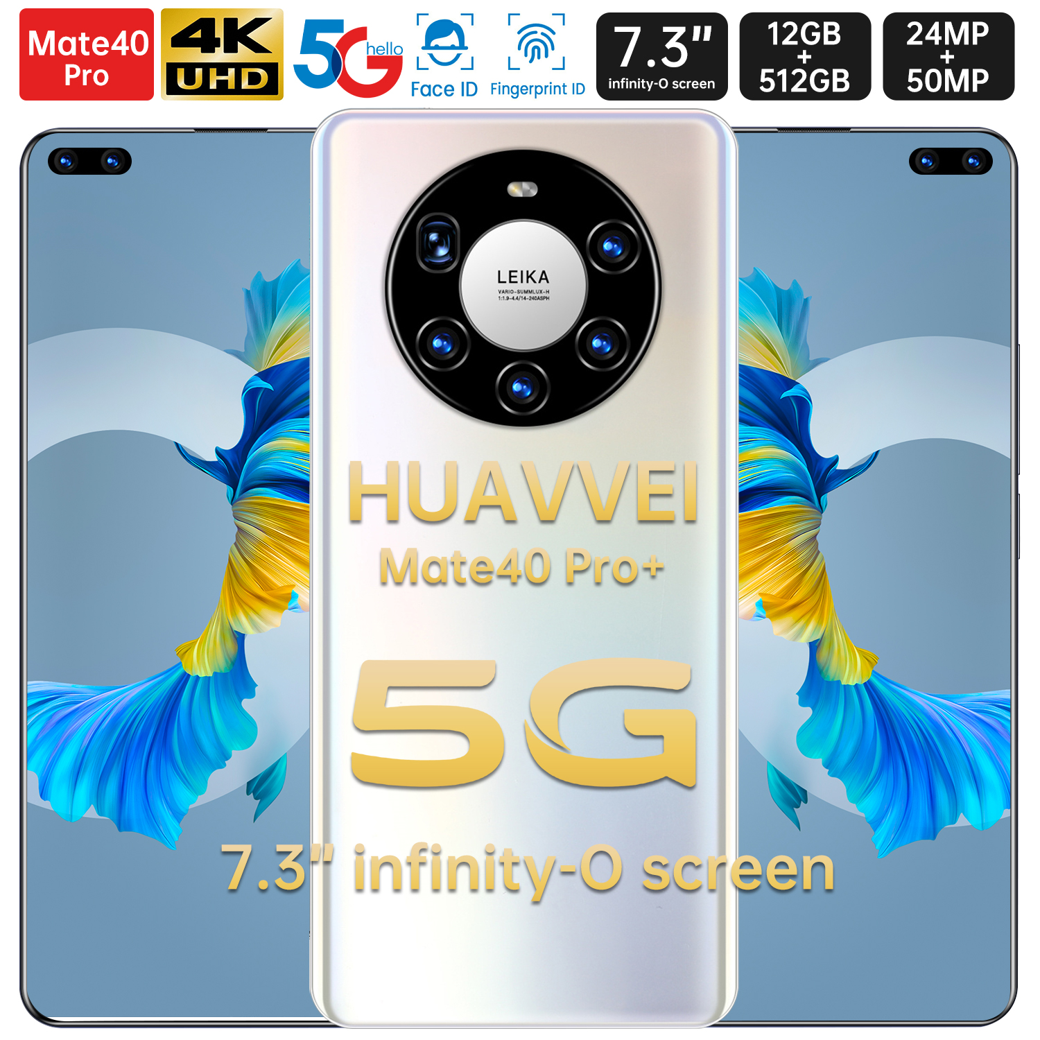 M40 pro déverrouillé Global Phone Phone Version originale Android 10.0 Smartphone 7,3 pouces Big Screen Cellphone Dual Sim Caméra Caméra mobile S
